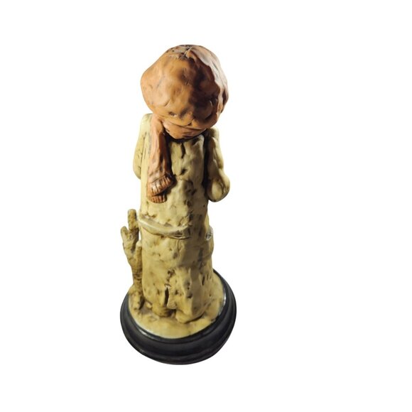 Figurine winter boy In coat scarf hat With Bird and tree - Picture 2 of 4